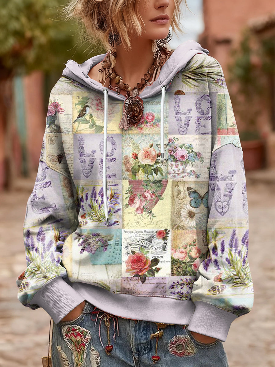Women's Clip Art in Purple Hooded Sweatshirt