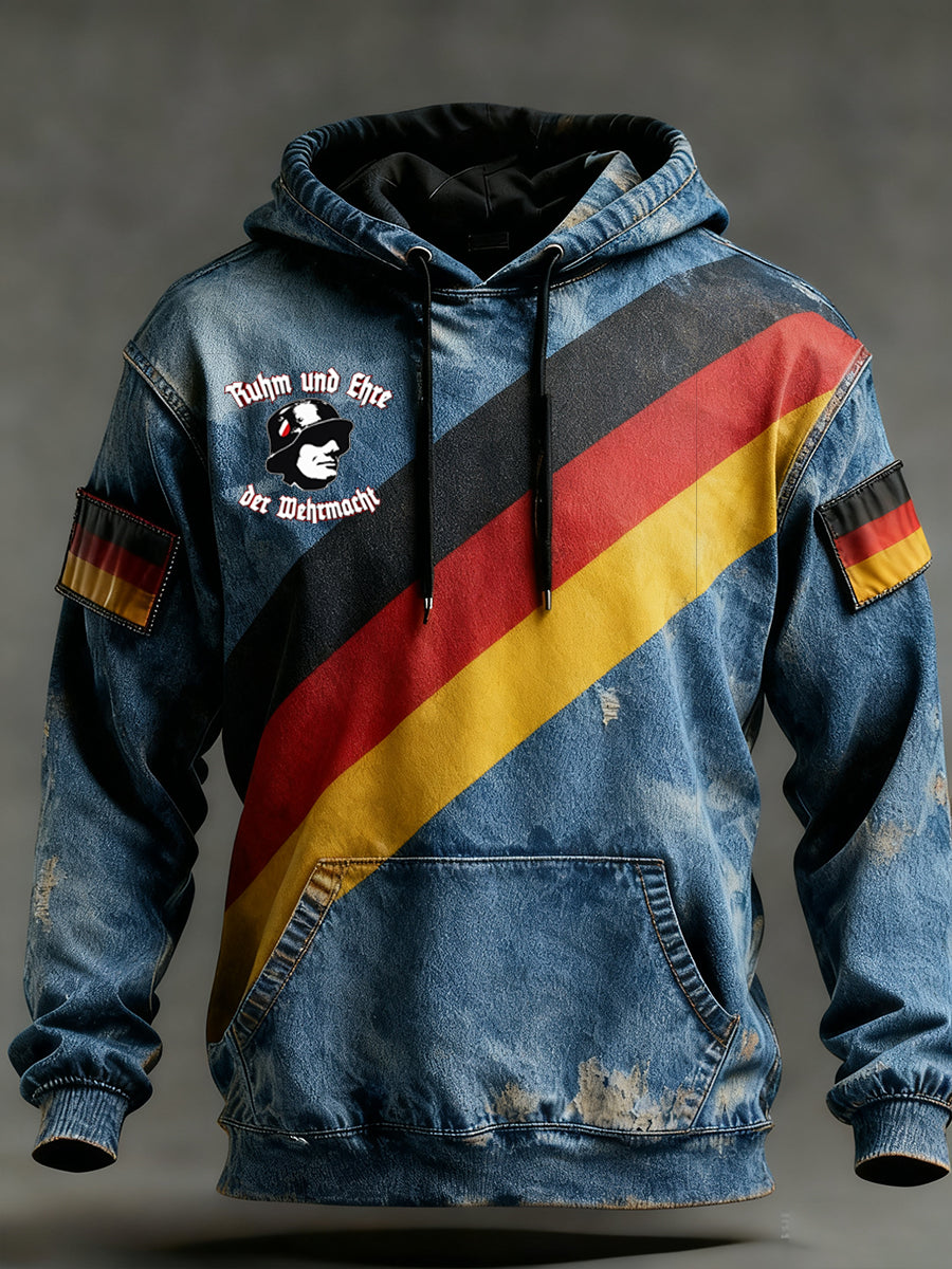 Herren Vintage Deutsche Flagge Kunstdruck Hoodie