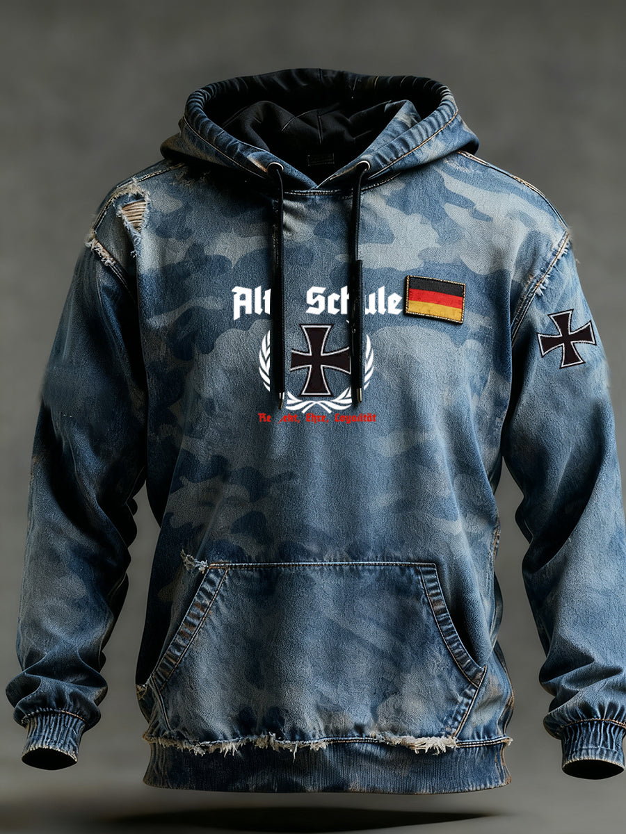 Herren Vintage Deutsche Flagge Kunstdruck Hoodie