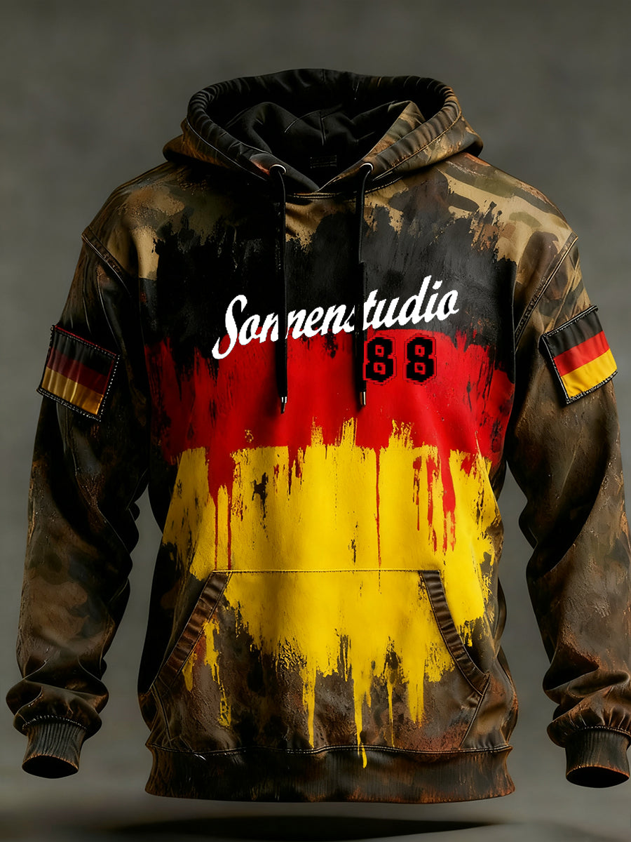 Herren Vintage Deutsche Flagge Kunstdruck Hoodie