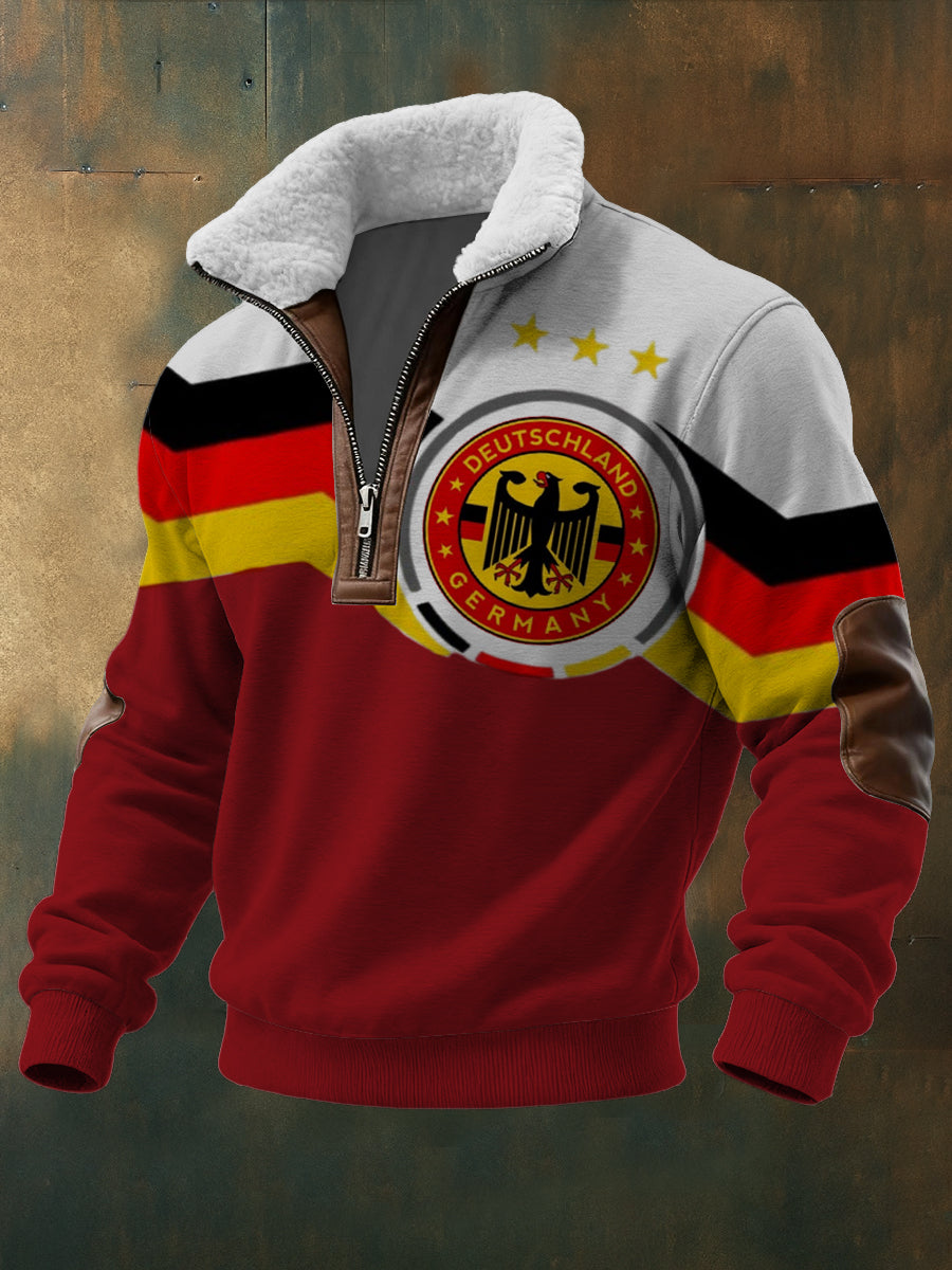 Herren-Sweatshirt mit Reiß verschluss, Adler druck, Deutschland