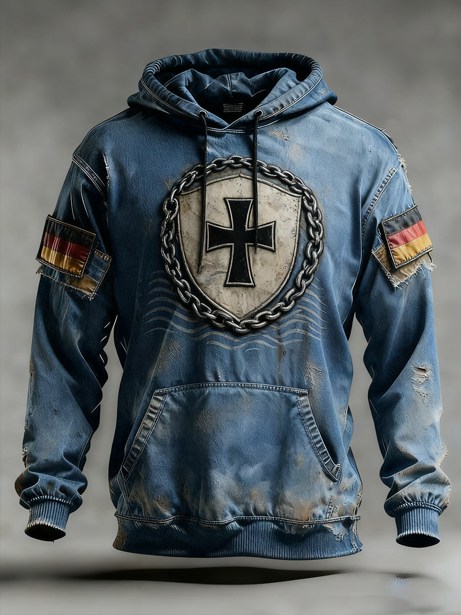 Herren Vintage Deutsche Flagge Kunstdruck Hoodie