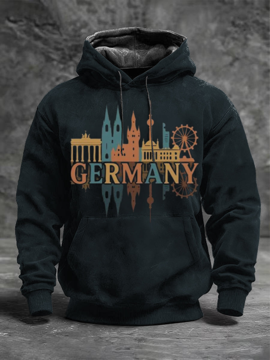 Männer dunkelgrün bunt Deutschland Skyline Print Hoodie