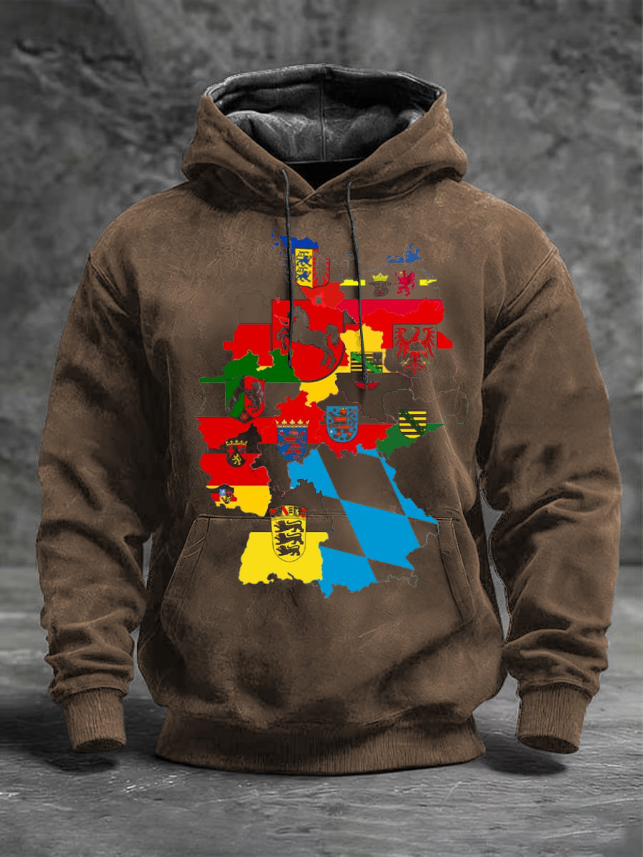 Herren Braun Deutschland Staaten & Wappen Print Hoodie