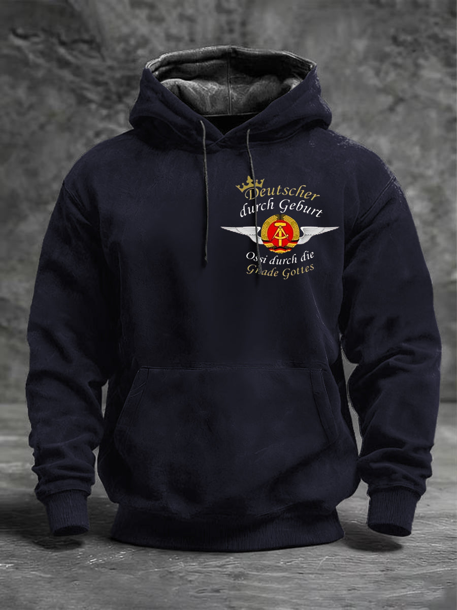 Herren-Navy "Deutscher Durch Geburt" Print Hoodie