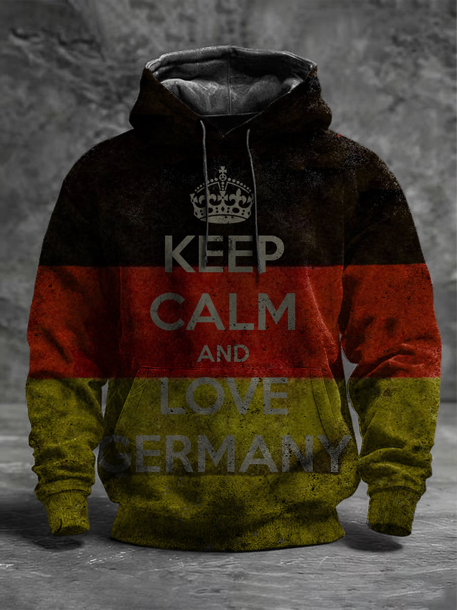 Männer Multi color "Keep Calm And Love Germany" Flag Print Hoodie