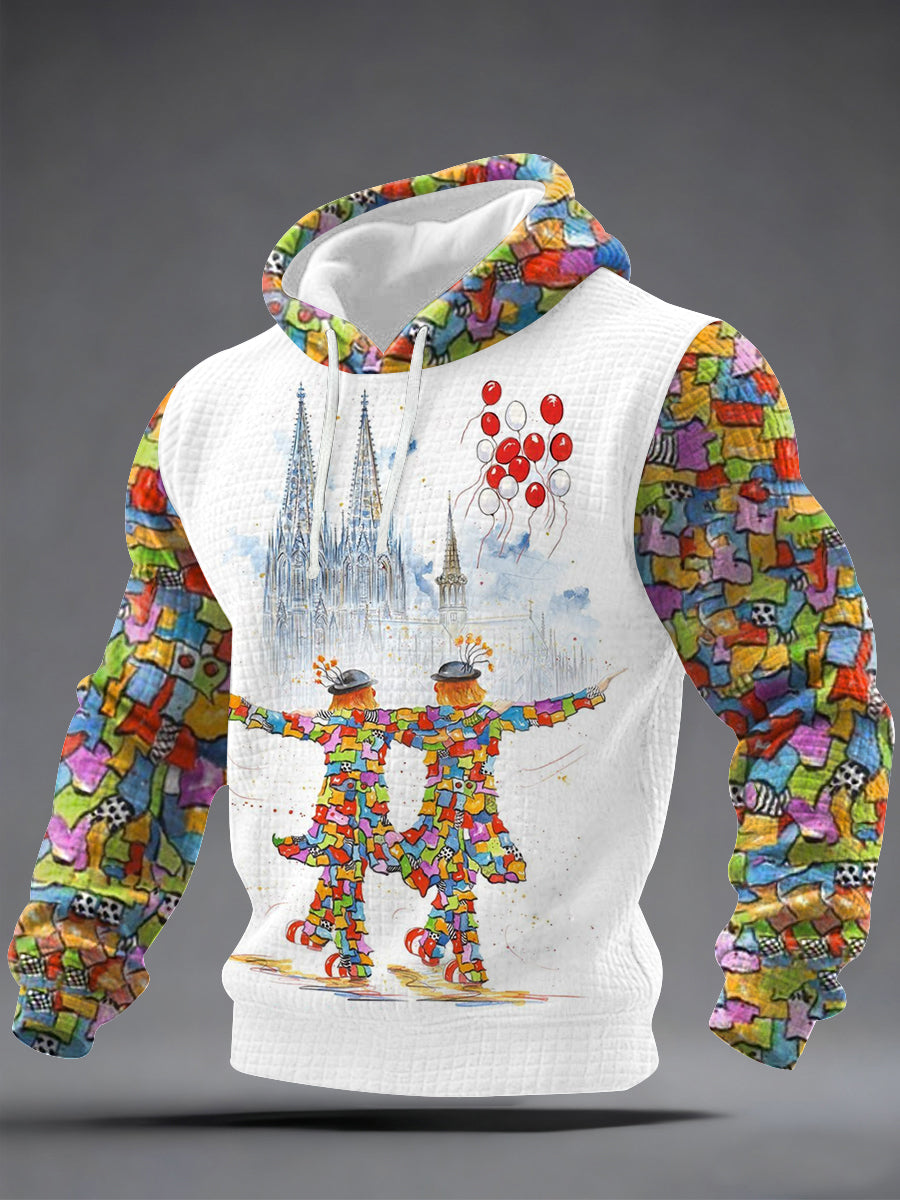 Cologne Carnival Clown Print für Herren lässig kariert Hoodie