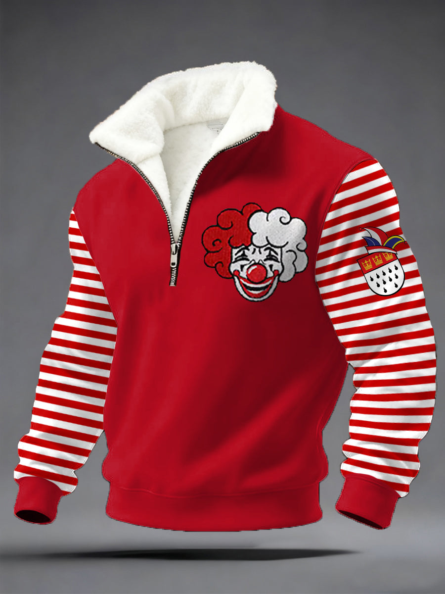 Herren Cologne Carnival Clown Print Casual Plüsch Reiß verschluss Pullover