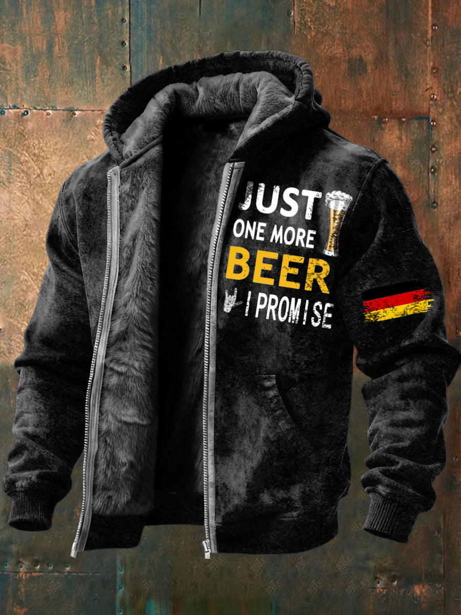 Herren Humorvolles "Just One More Beer" Deutschland Print Fleece-Jacke