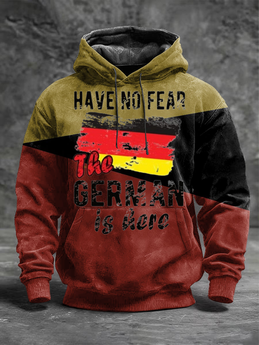 Herren witzig "Haben Sie keine Angst, der Deutsche ist hier" Print Hoodie