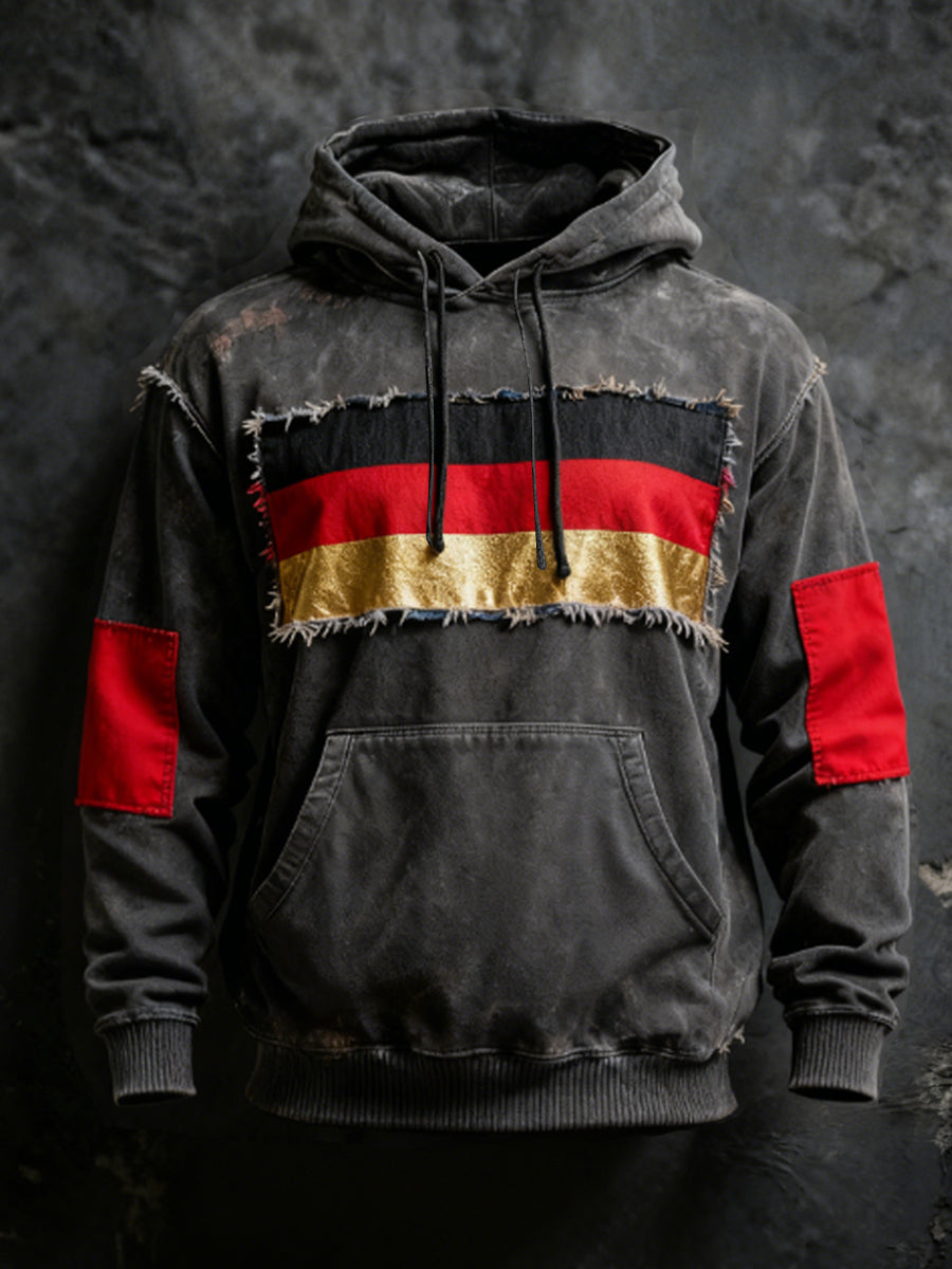 Herren-Kapuzen pullover mit roter Schulter Deutschland-Flagge