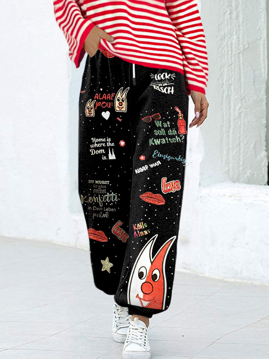 Damen Kölle Alaaf Kölner Karneval bedruckte Freizeit hose