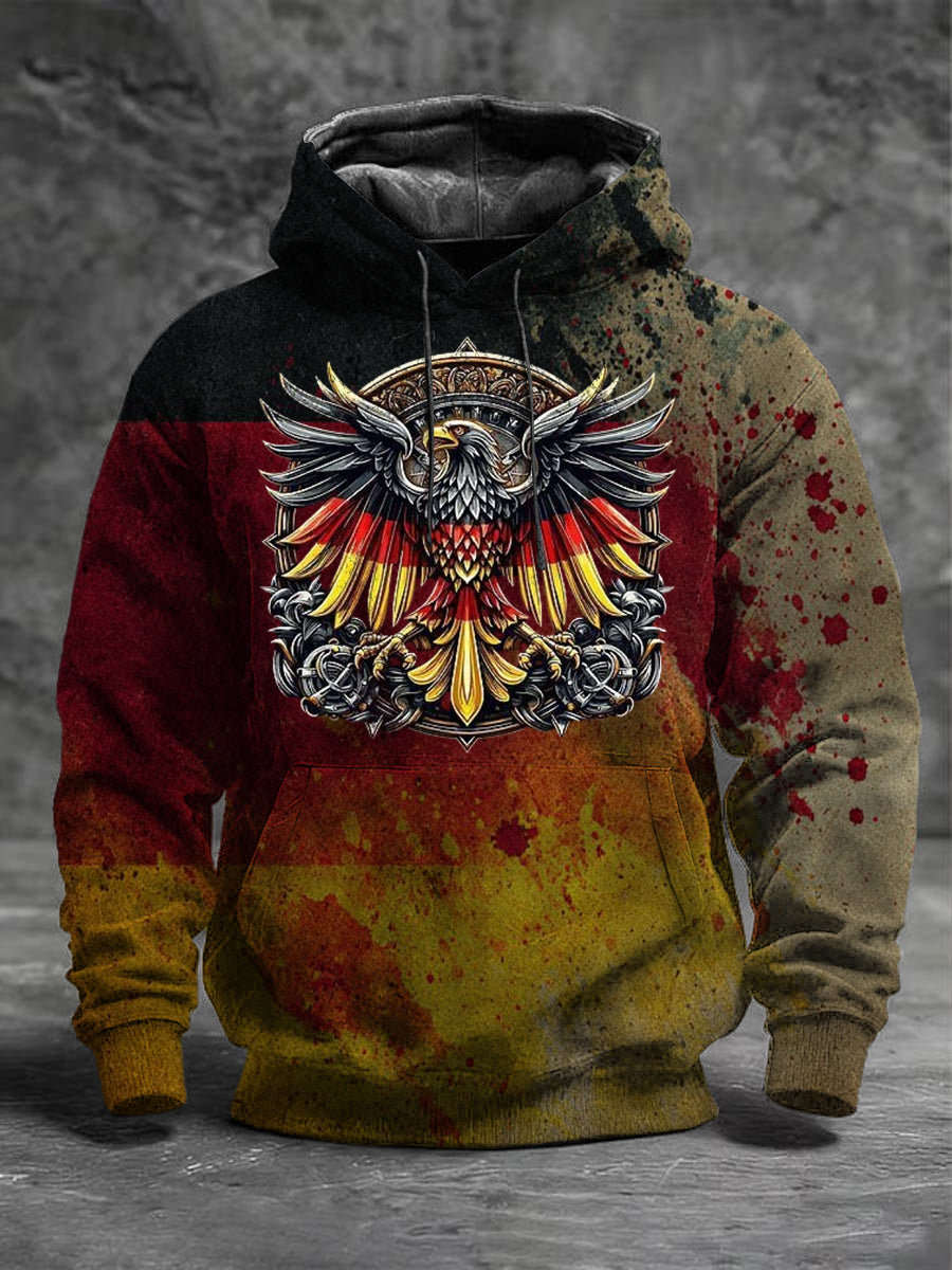 Herren Splatter Deutschland Adler Emblem Print Hoodie