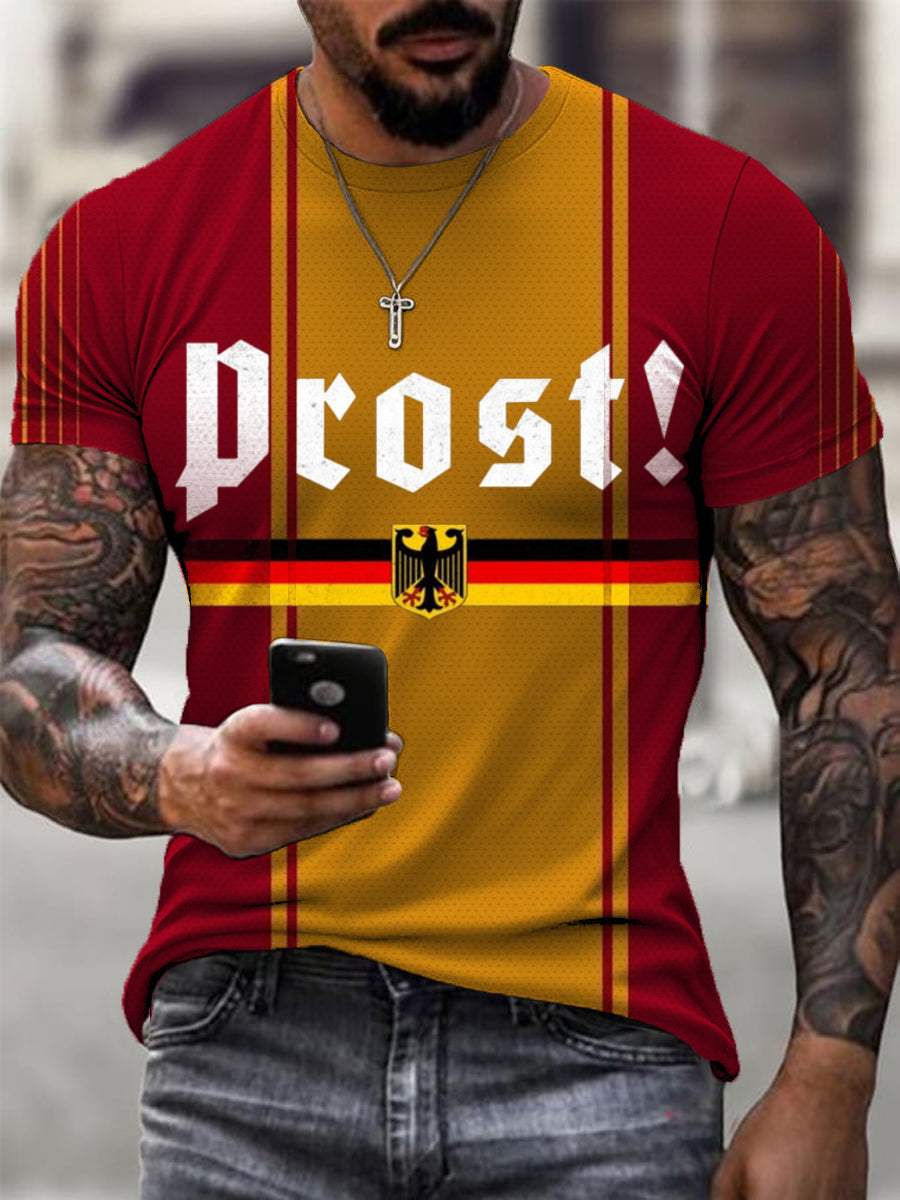 Männer festlich "Prost!" Deutschland Flagge Druck T-Shirt