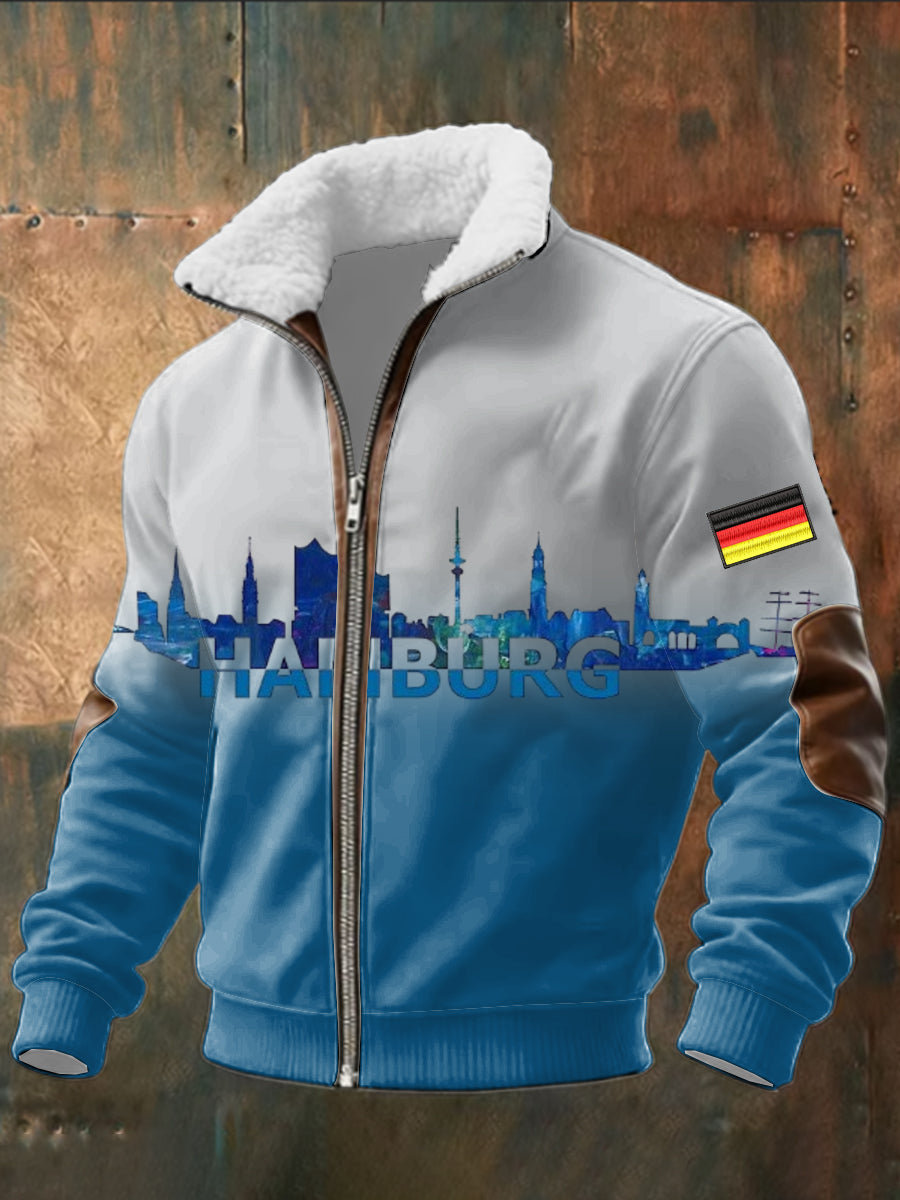 Herren Vibrant Hamburg Skyline Deutschland Print Jacke