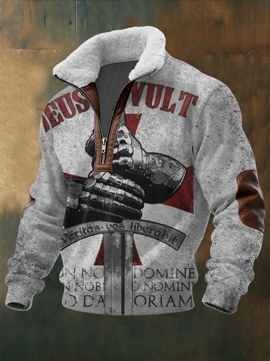 Herren Deutschland Eisernes Kreuz Armee Logo & Deus Vult! Kragen Hoodie