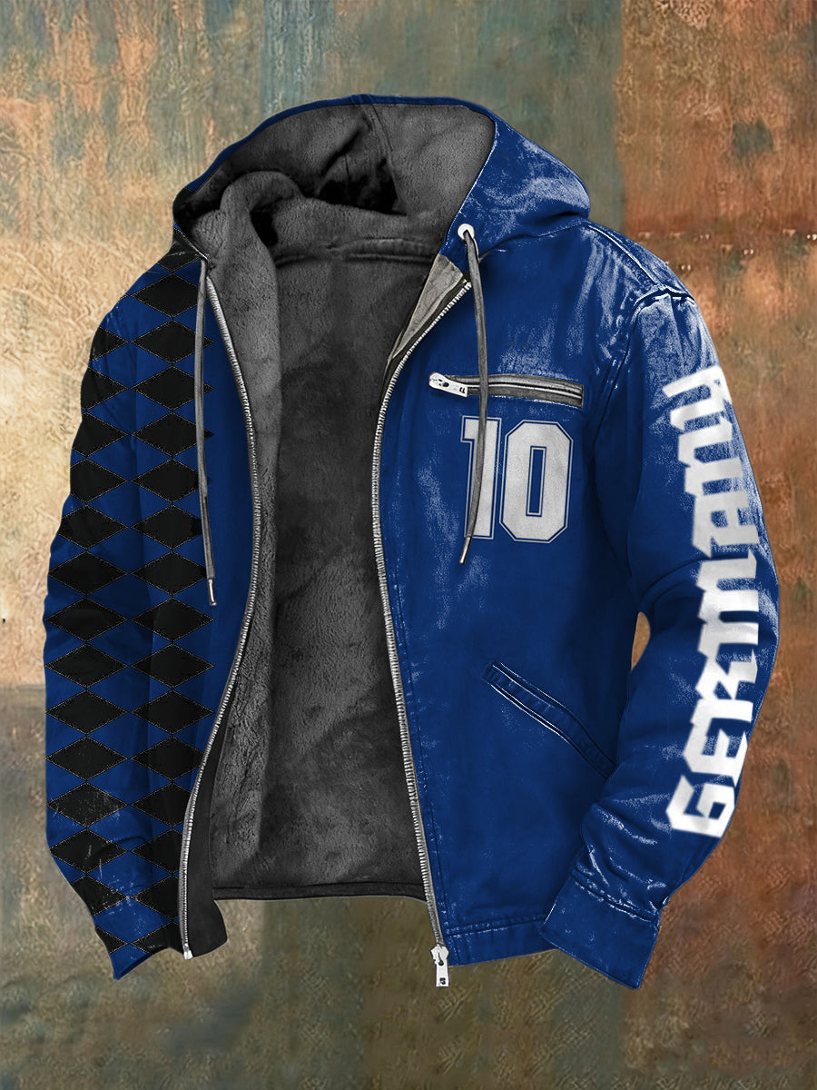 Herren Dynamische Deutschland Nummer 10 Print Fleece-Gelinierte Zip-Jacke