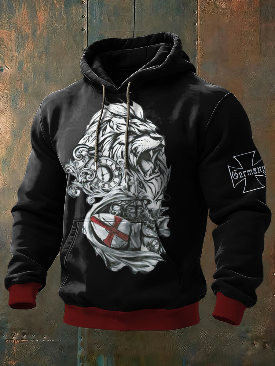 Herren-Hoodie mit Eisernen Kreuz und Löwen-Logo