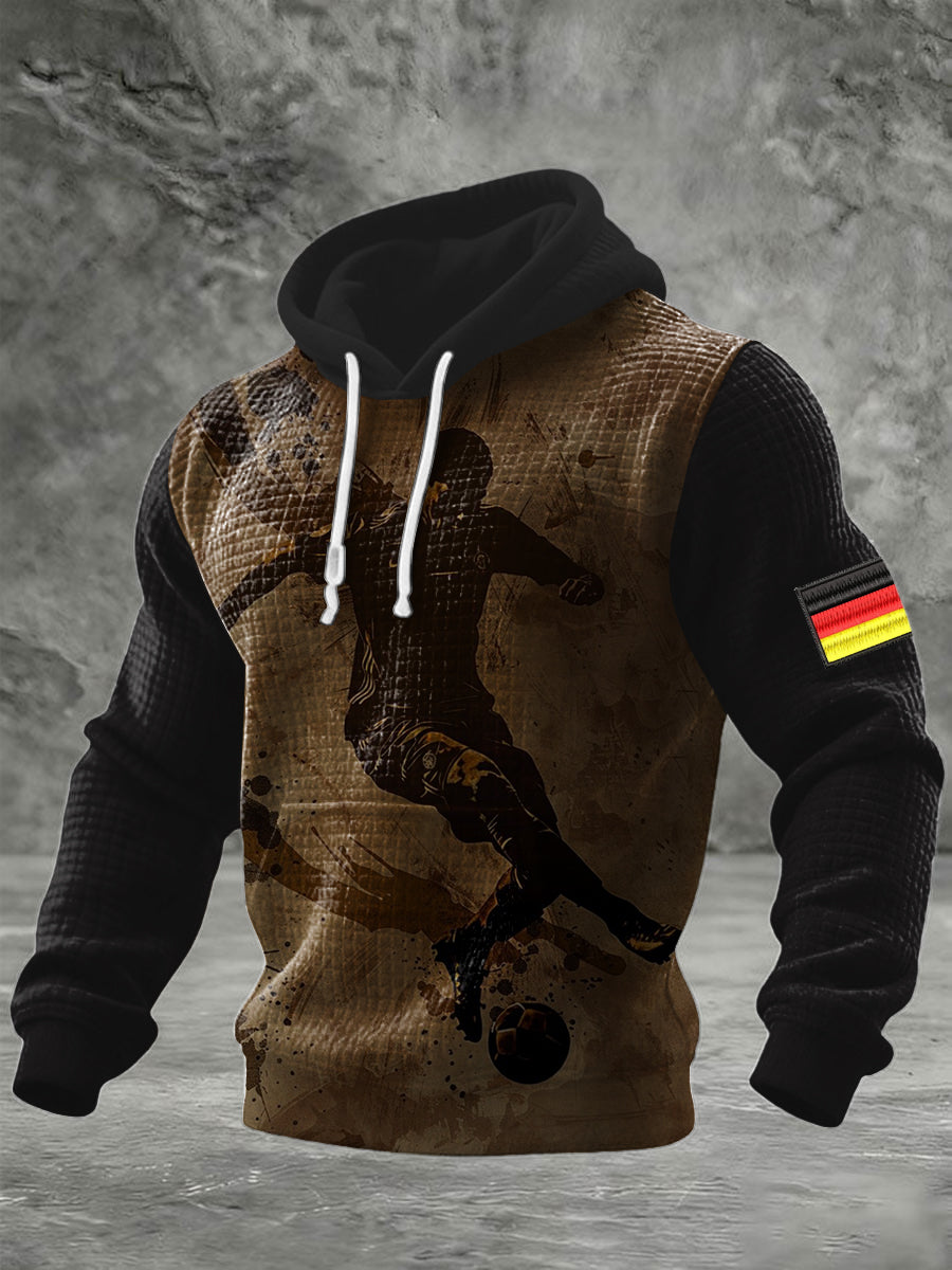 Herren Vintage Braun Deutschland Fußball Spieler Print Hoodie