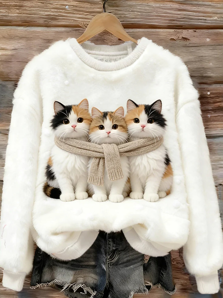 Damen Retro Tier kunst druck Komfortables Flanell oberteil