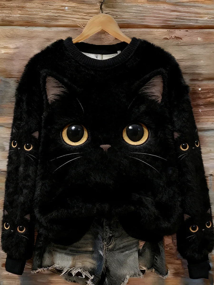 Damen Retro Tier kunst druck Komfortables Flanell oberteil