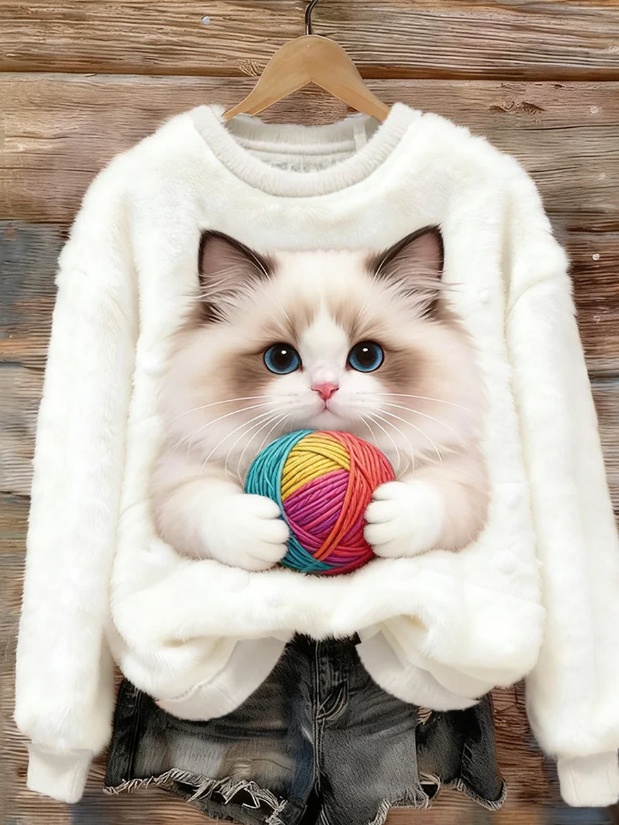 Damen Retro Tier kunst druck Komfortables Flanell oberteil