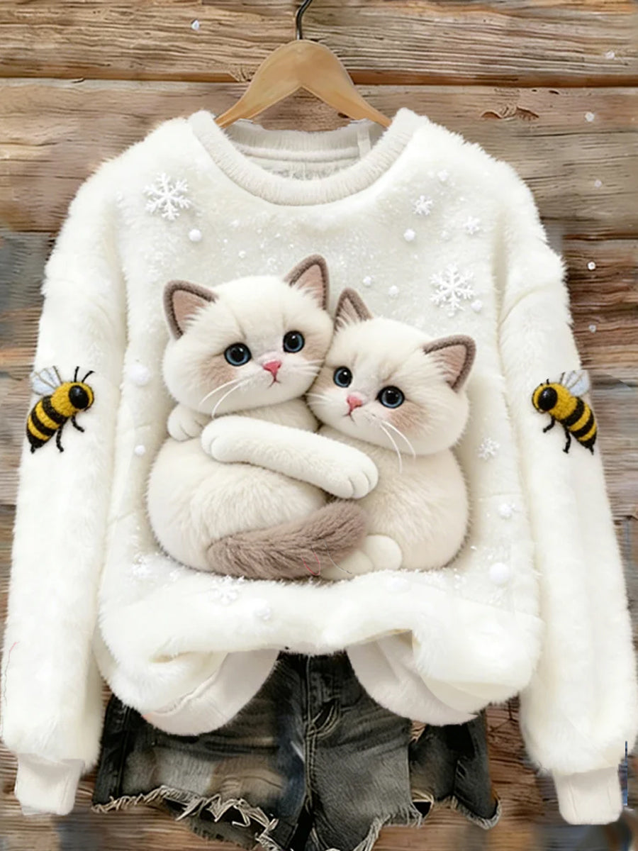 Damen Retro Tier kunst druck Komfortables Flanell oberteil