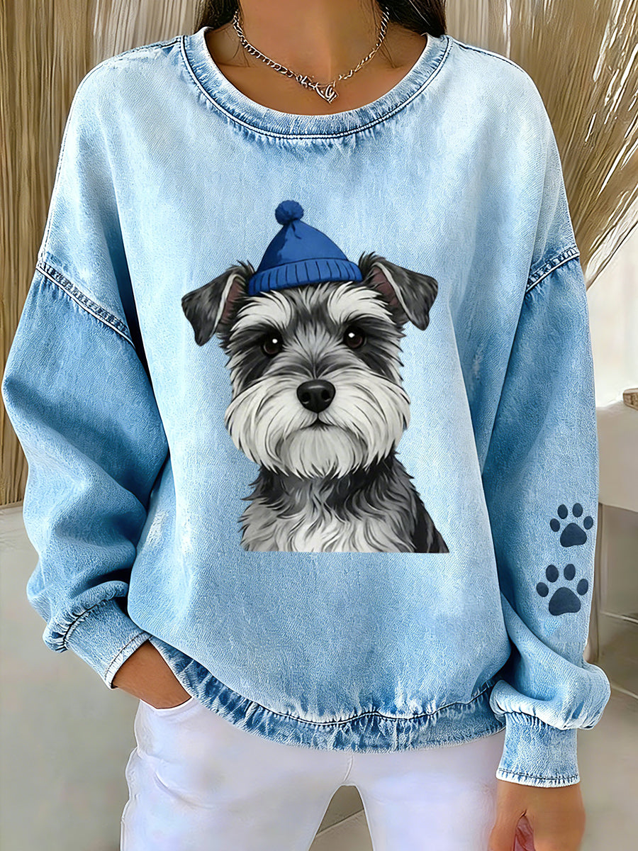 Damen-Tier liebhaber mit Hunde druck Sweatshirt