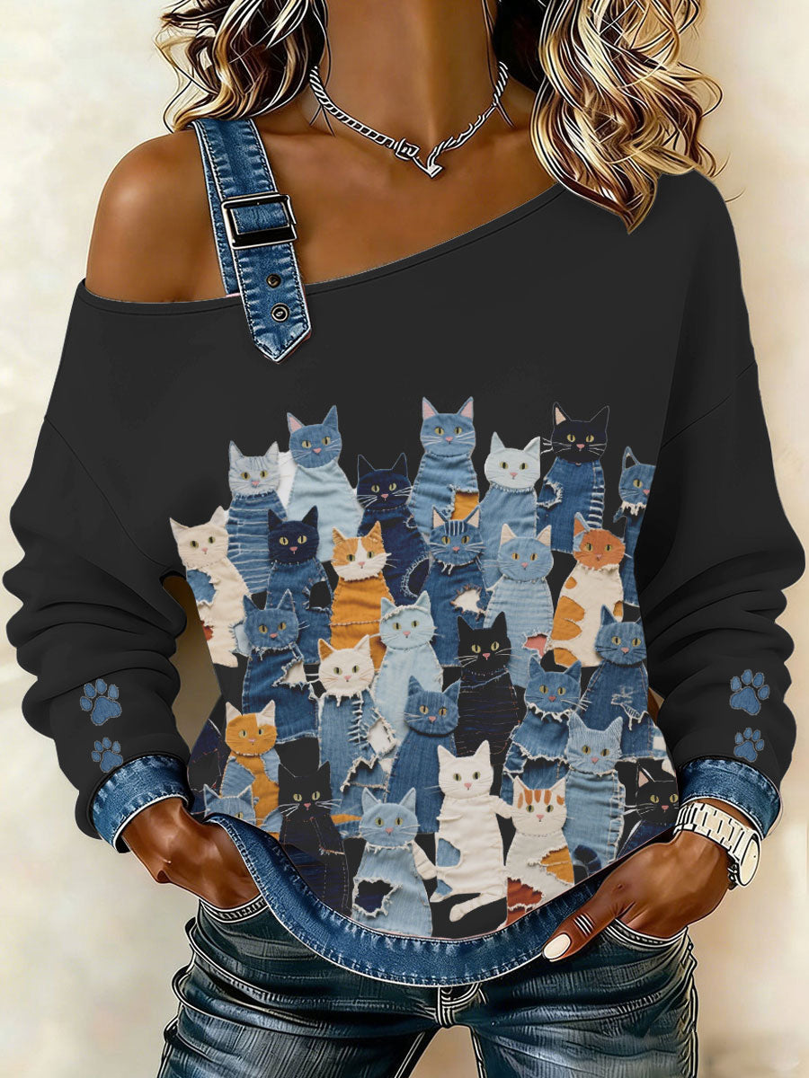 Damen Denim Kitten Top