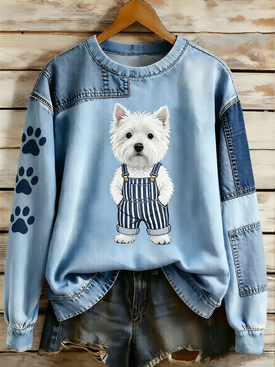 Damen-Tier liebhaber mit Hunde druck Sweatshirt