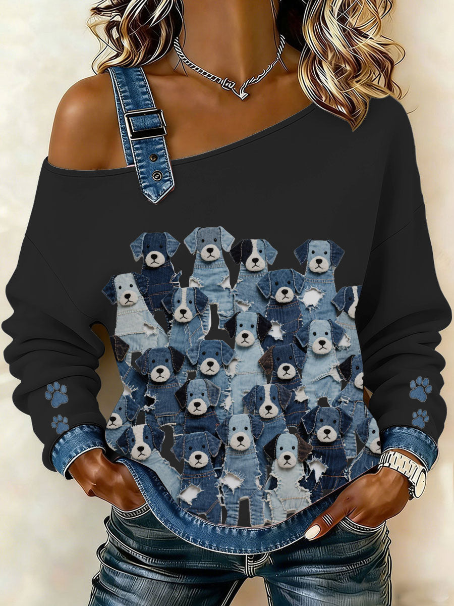 Damen Denim Puppy Top