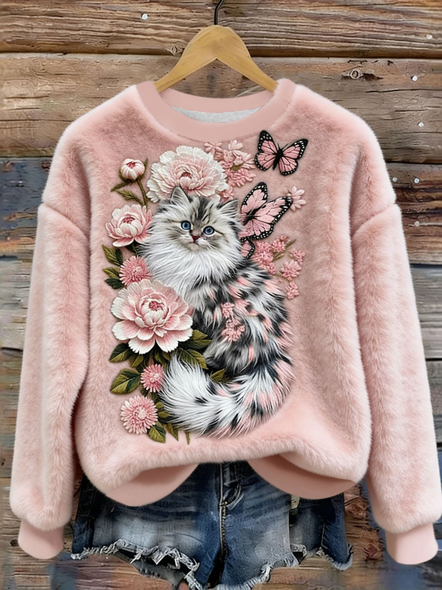 Katzen-Flanell-Sweatshirts für Damen
