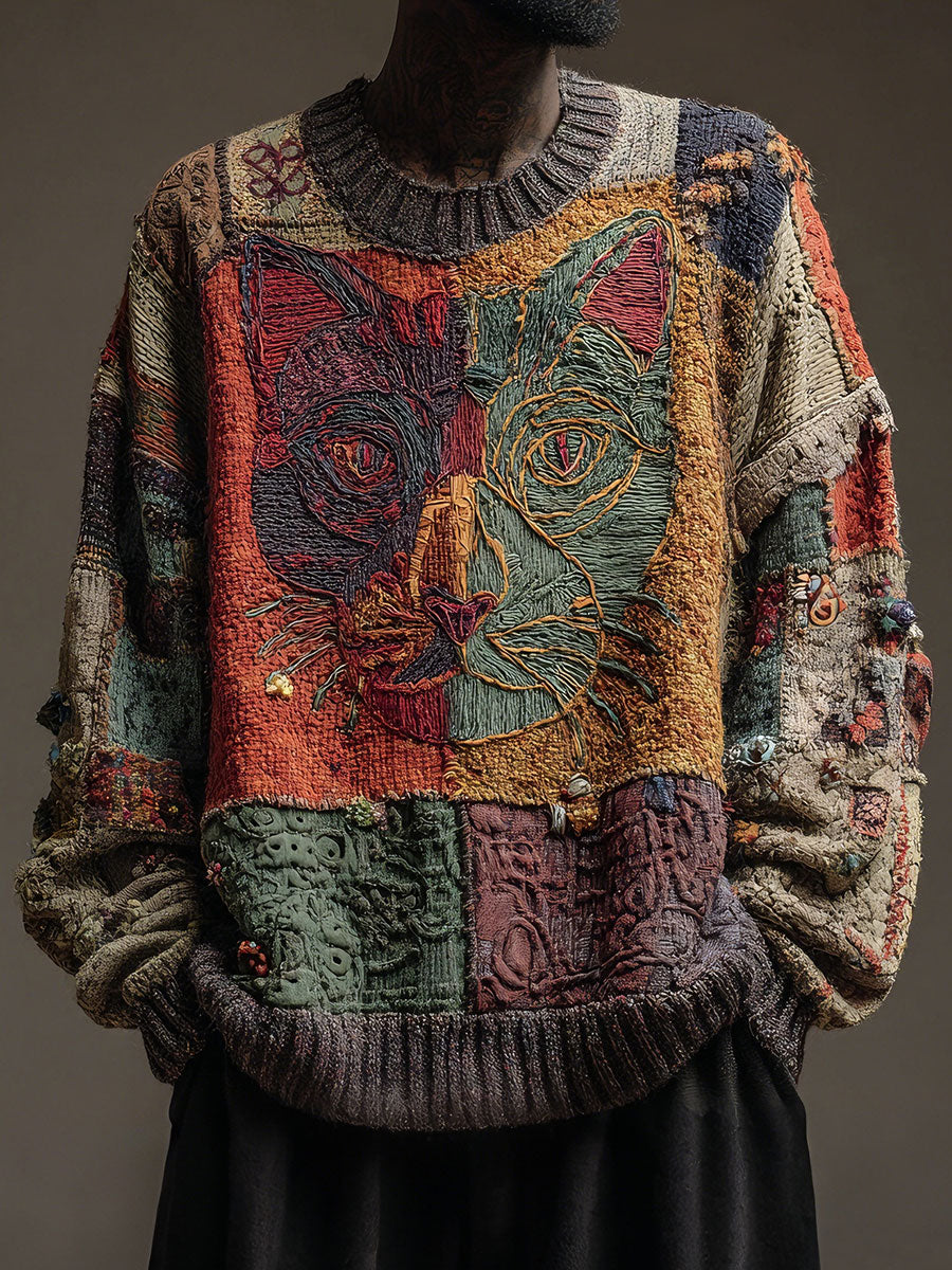 Herren Katzen kunst Vintage Tops