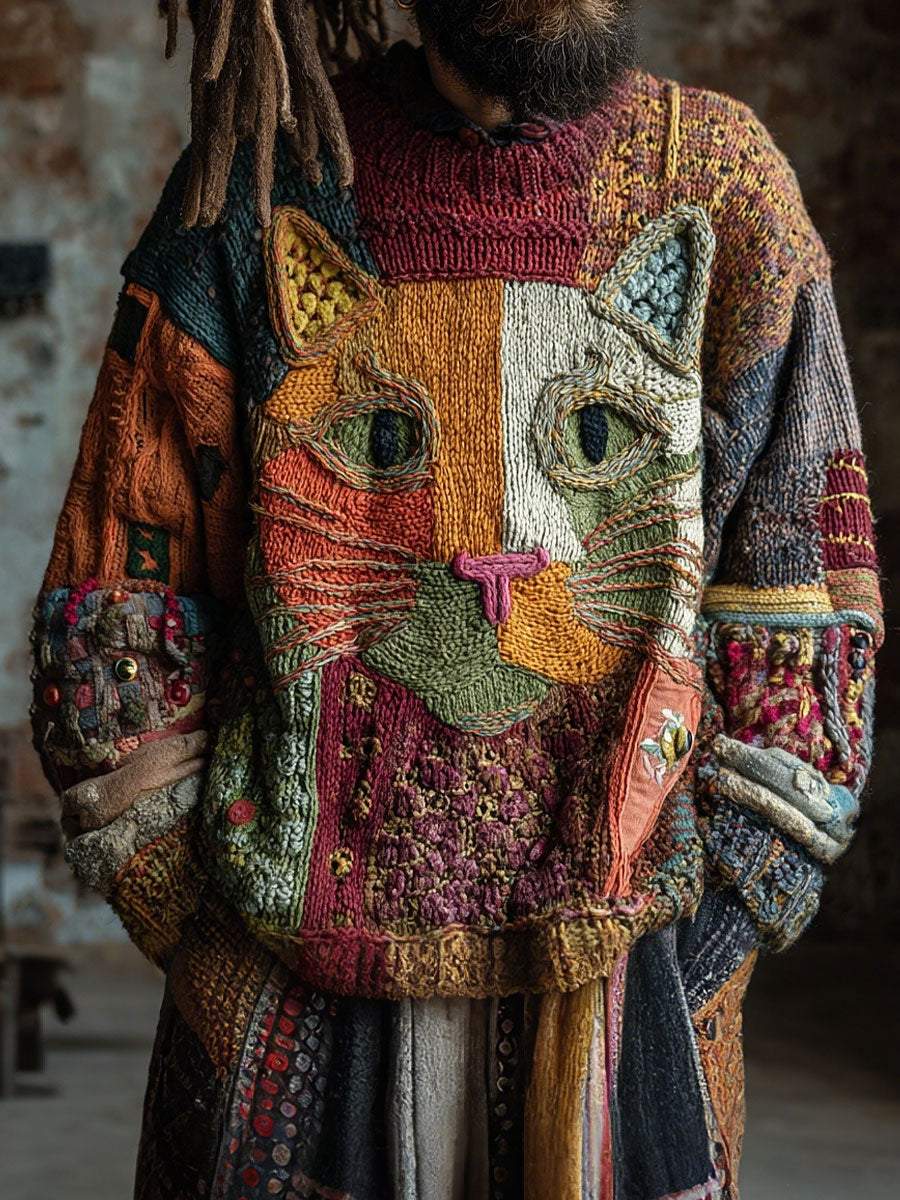 Herren Katzen kunst Vintage Tops