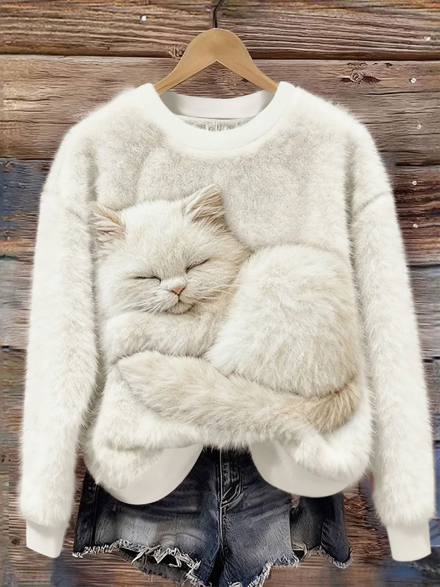 Katzen-Flanell-Sweatshirts für Damen