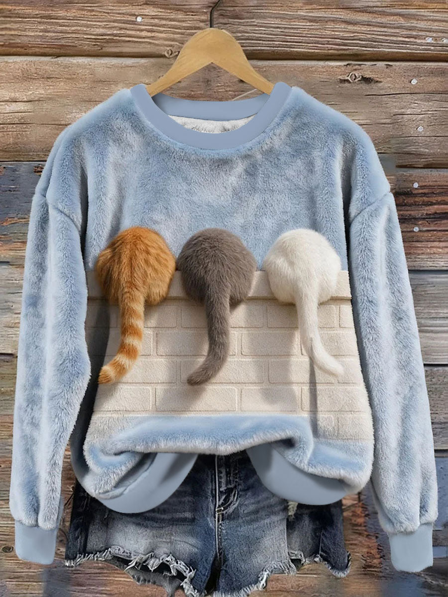 Damen Katzen Flanell Sweatshirts