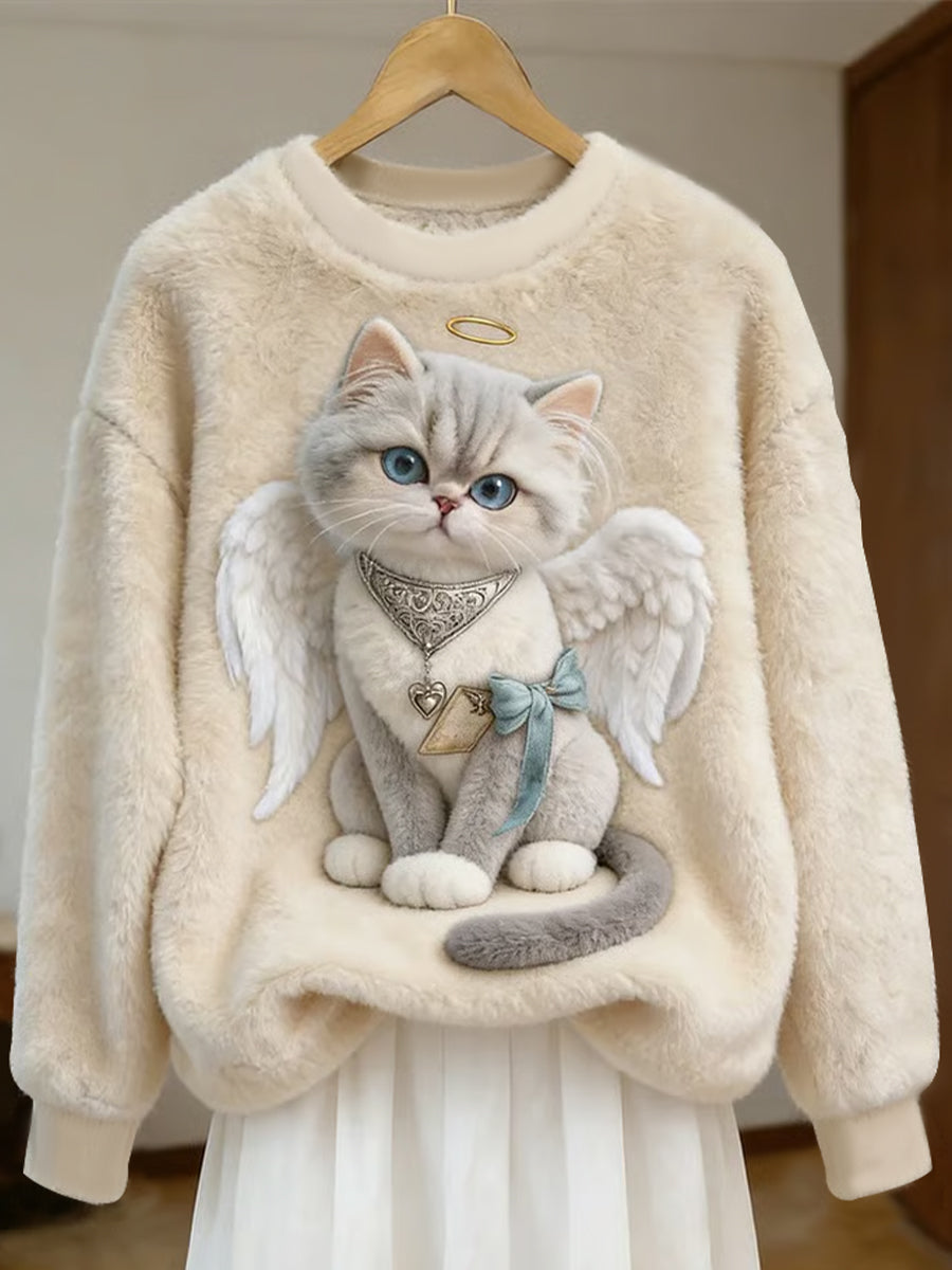 Damen niedlicher Tier kunst druck Lässiger Flanell pullover