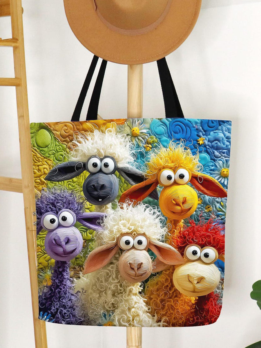 Bunte lustige Schafmuster-Einkaufstasche