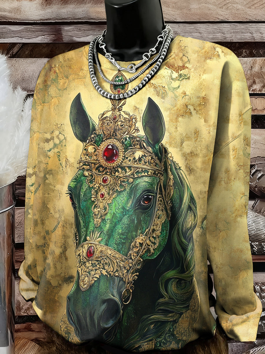 Frauen Pferd Kunstdruck Sweatshirt