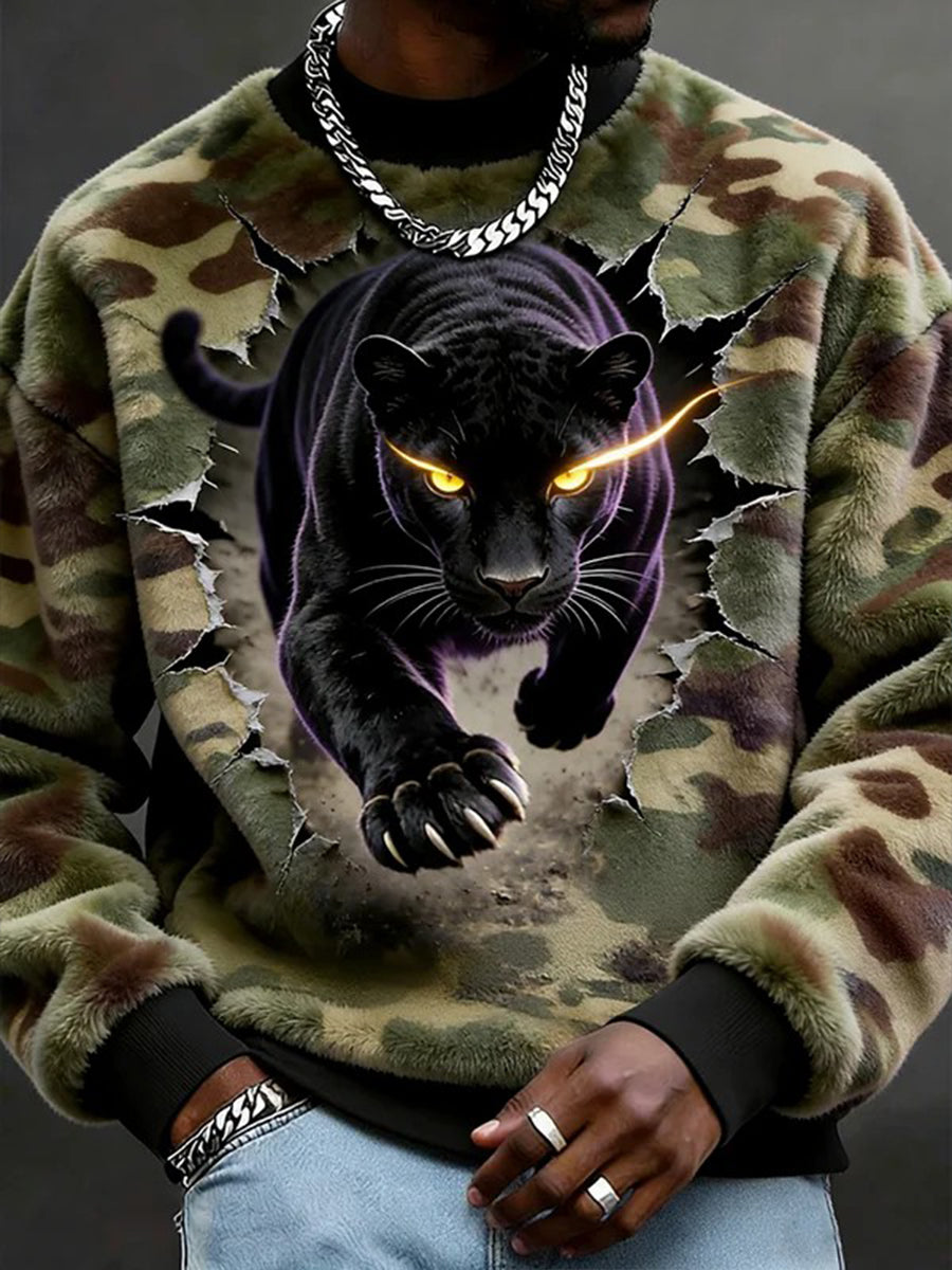 Herren Tiere Kunst Flanell Casual Sweatshirt