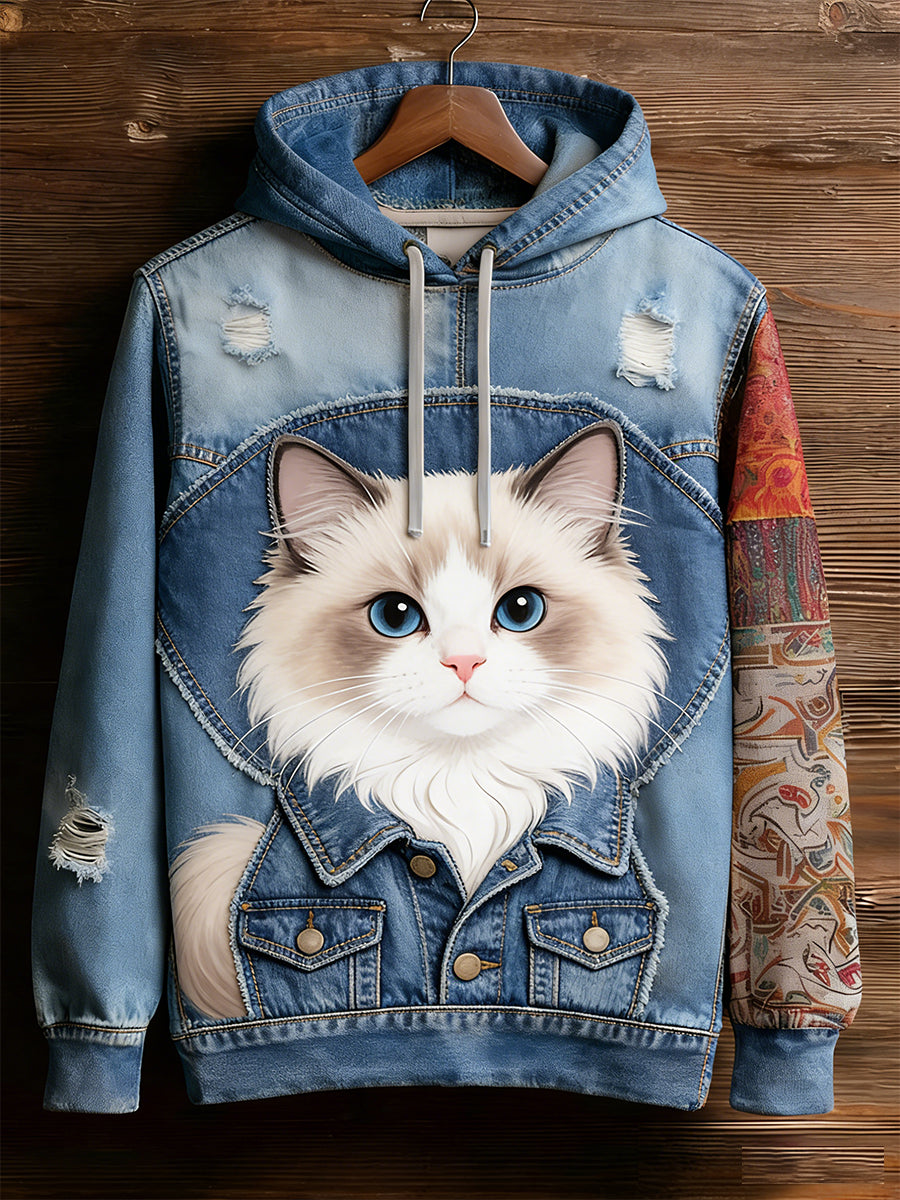 Unisex Retro Tier Kunst Print Bequemes Casual Sweatshirt