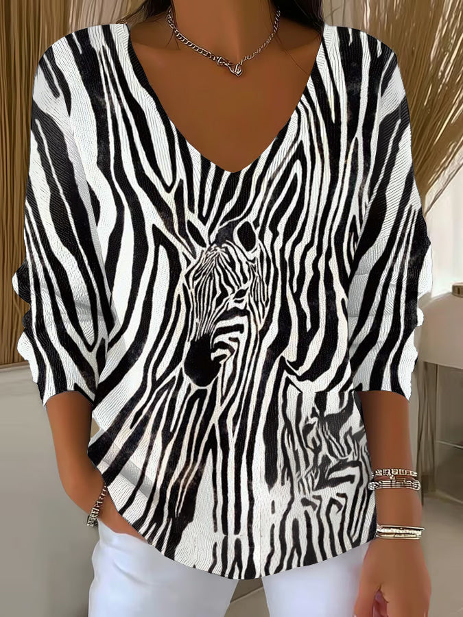 Damen tier bedrucktes Casual Top