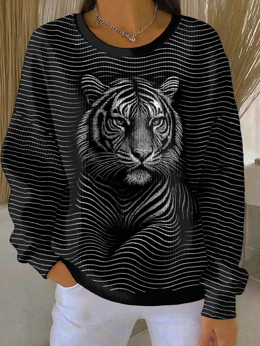 Damen Animal Print Casual Sweatshirt