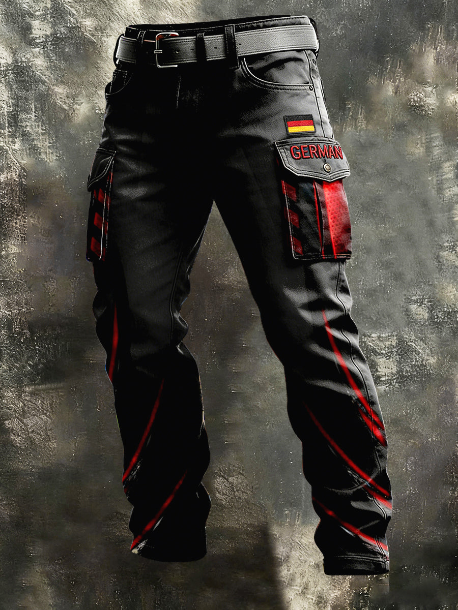 Schwarze Freizeit hose mit deutscher Flagge für Herren