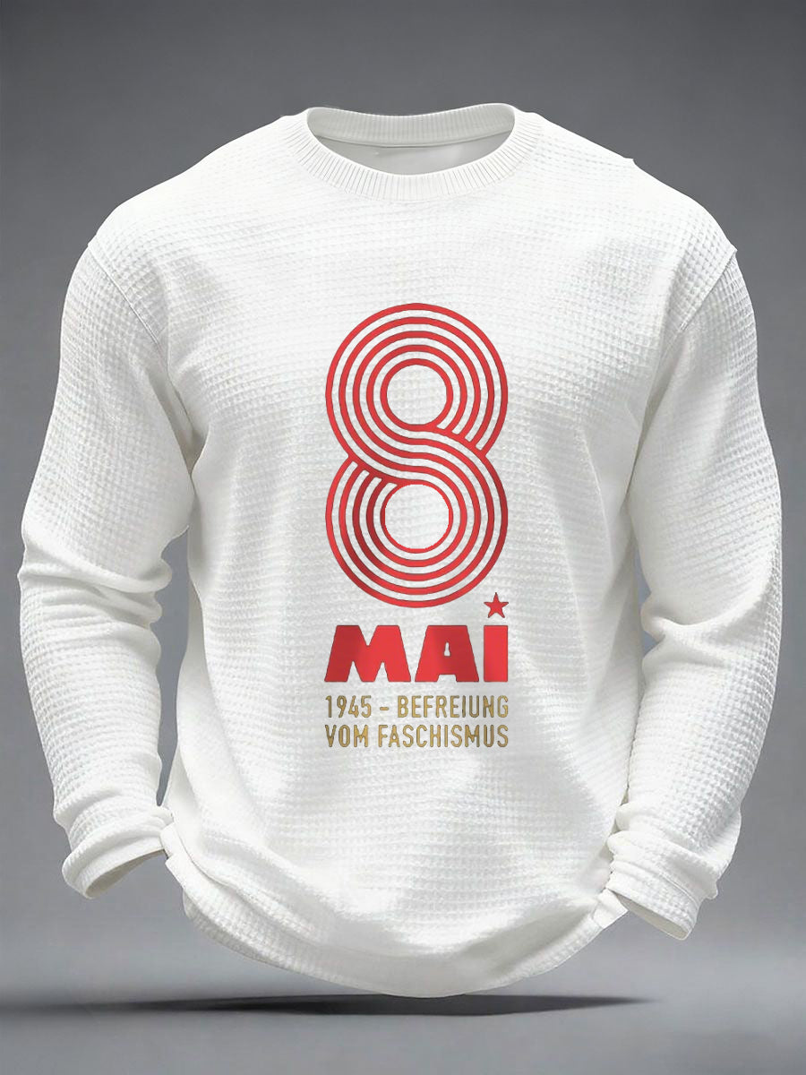 Herren 8. MAI 1945 Waffel Langarm T-Shirt