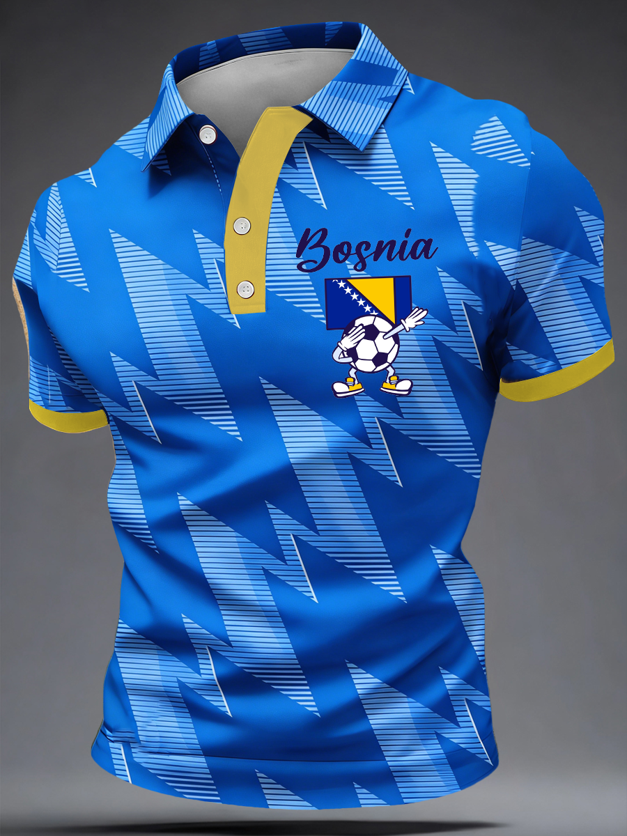 Herren Bosnien ZMAJEVI Fußballfan bedrucktes Poloshirt