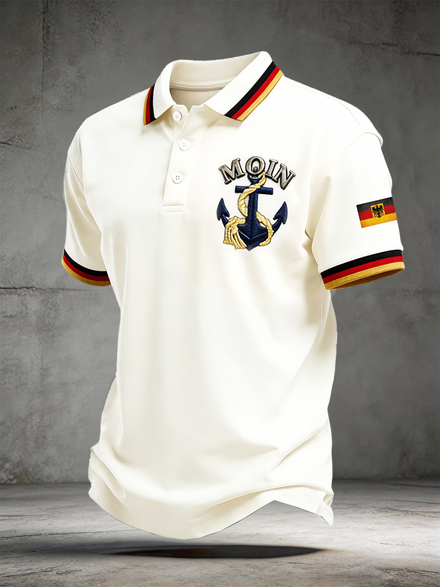 Herren Off-White deutsches Moin Vintage-Print lässiges Poloshirt