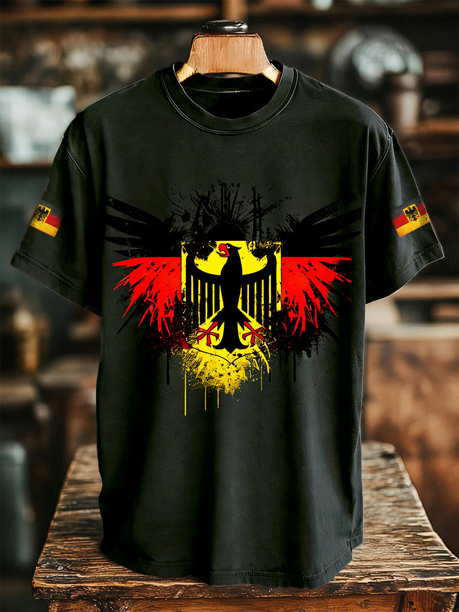 Herren-Alltags-Cool-Schwarz-T-Shirt mit deutscher Flagge