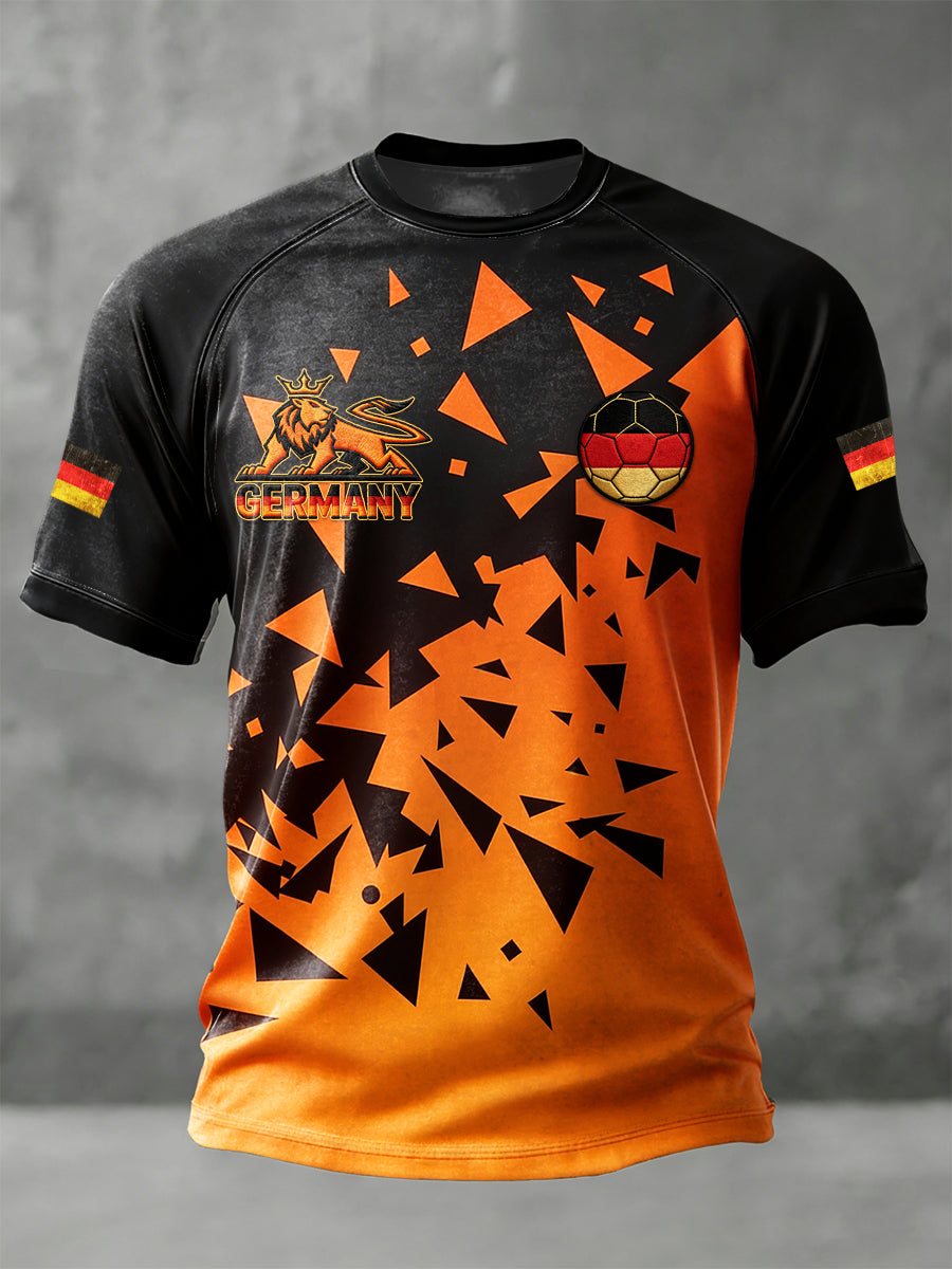 Herren-Deutschland-Fußball-Print-Lässiges Drop-Shoulder-Jersey-T-Shirt