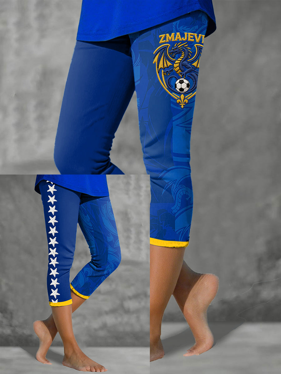 Damen Bosnien ZMAJEVI Fußballfan Bedruckte Leggings